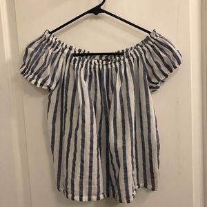 Off the shoulder striped shirt